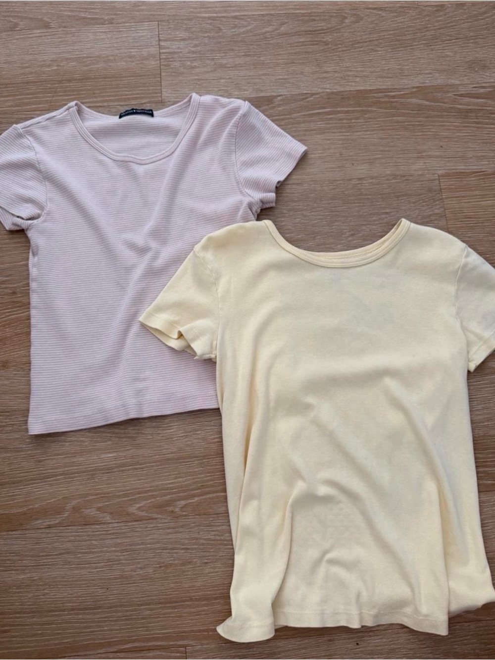 Brandy Melville Pale Pink & Soft Yellow Short Sleeve Tees